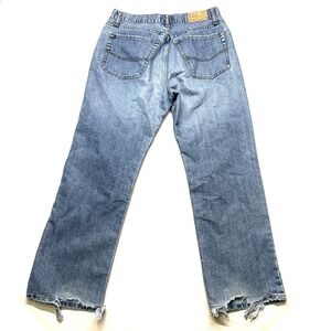 Blue Crown Jeans Mens 34x30 Blue Denim Cotton 5-Pocket Straight Leg Distressed